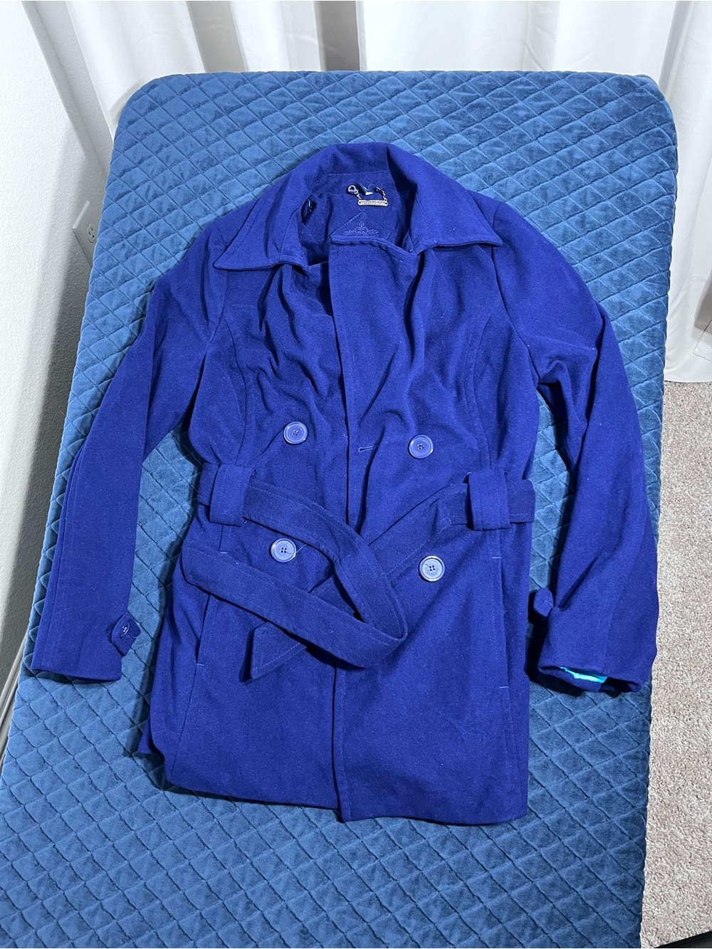 Jou Jou Purple Double-Breasted Belted Trench Coat - Women’s Long Sleeve Coat Med